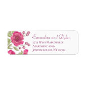 Bright Pink Rose Wedding Return Address Labels ラベル (正面)