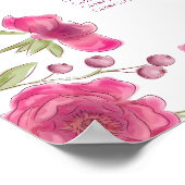 Bright Pink Rose Wedding Seating Chart ポスター (角)