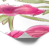 Bright Pink Rose Wedding Seating Chart ポスター (角)