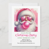 Bright pink santa bubble gum watercolor Xmas 招待状 (正面)