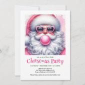 Bright pink santa chewing gum watercolor invite 招待状 (正面)