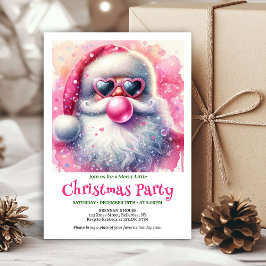 Bright pink santa chewing gum watercolor invite  招待状
