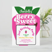 Bright Pink Strawberry Berry Sweet Birthday 招待状 (スタンド正面)