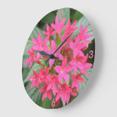 Bright Pink Tropical Flowers Wall Clock ラージ壁時計 (傾斜)