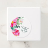Bright Pink Watercolor Floral Bridal Shower Custom フェイバータグ (インサイチュ)