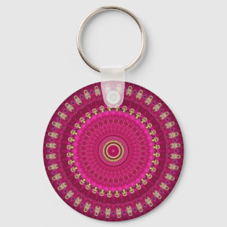 Bright Pink with Yellow Mandala Design キーホルダー