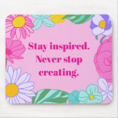 Bright Pink Yellow Floral Motivational Quote Mouse マウスパッド (正面)