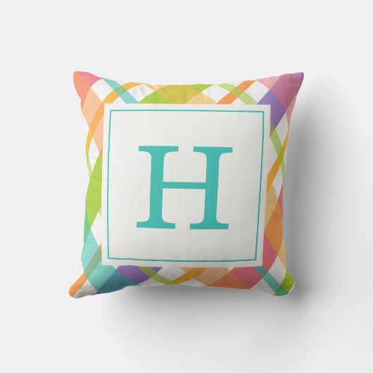 Bright Plaid Monogram クッション (裏面)