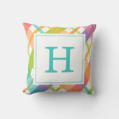 Bright Plaid Monogram クッション (正面)