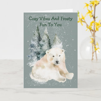 Bright Polar Play Winter Greeting Card カード