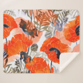 Bright Poppies Imprints:シームレスアート シェルパブランケット (正面(横))