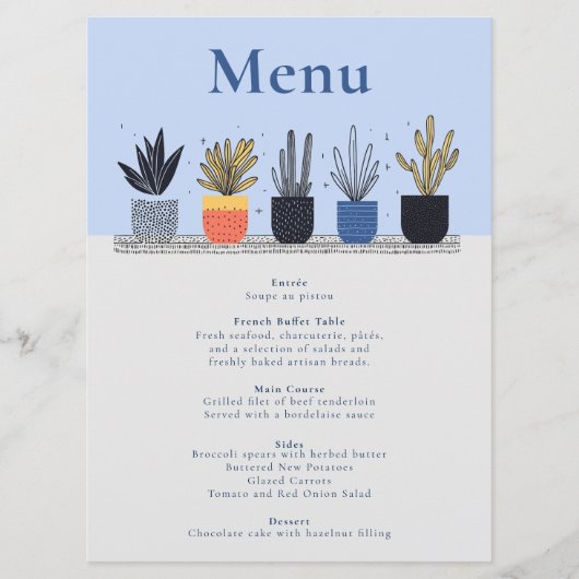 Bright Potted House Plantsカラフルのメ結婚ニュー メニュー (正面)