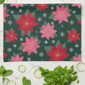 Bright Preppy Christmas Poinsettias Kitchen Towels キッチンタオル (折り畳み)