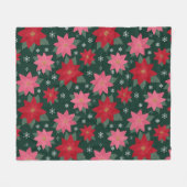 Bright Preppy Christmas Poinsettias Throw Blanket フリースブランケット (正面(横))