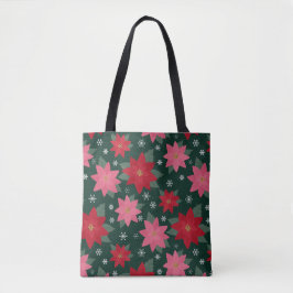Bright Preppy Christmas Poinsettias Tote Bag トートバッグ