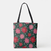 Bright Preppy Christmas Poinsettias Tote Bag トートバッグ (裏面)