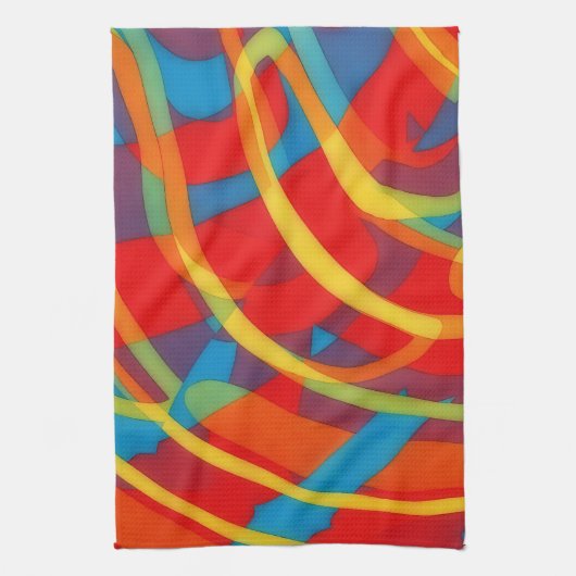 Bright Psychedelic Vibes Abstract Art Towel キッチンタオル (縦)