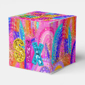 Bright Rainbow 6th Birthday Thank you Favor Box フェイバーボックス (裏面サイド)