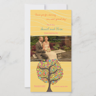 Bright Rainbow Bird Tree Thank Youフォトカード サンキューカード