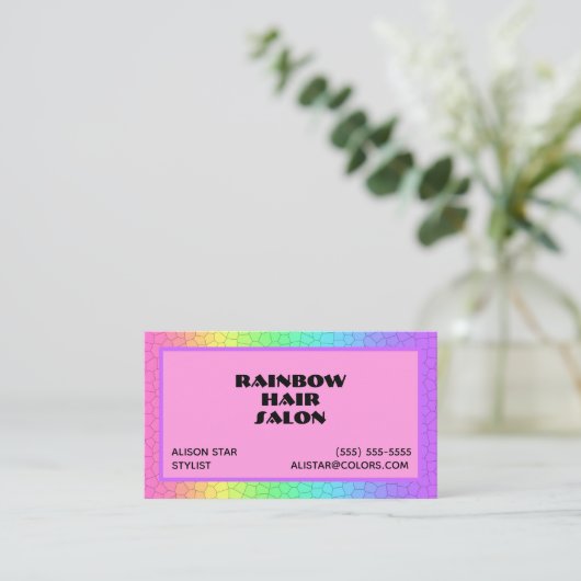 Bright Rainbow Geometric Business Card 名刺 (スタンド正面)
