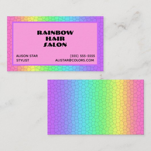Bright Rainbow Geometric Business Card 名刺 (正面/裏面)