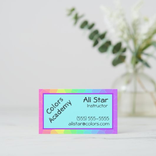 Bright Rainbow Geometric Business Card 名刺 (スタンド正面)