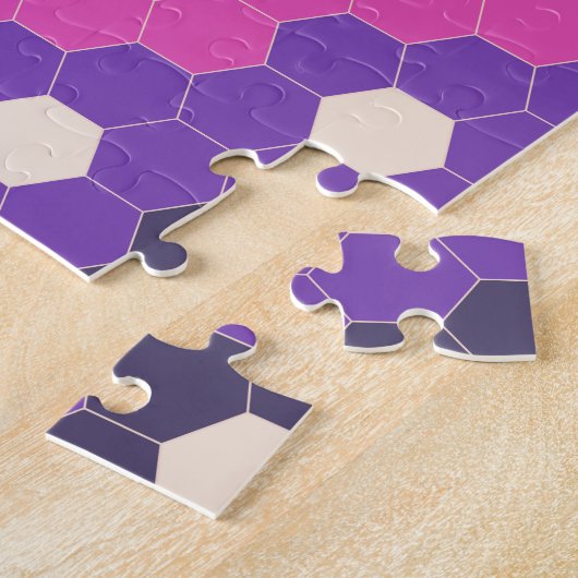 Bright Rainbow Geometric Hexagon Flower Pattern ジグソーパズル (側面)