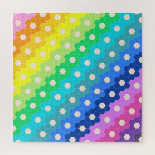Bright Rainbow Geometric Hexagon Flower Pattern ジグソーパズル