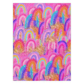 Bright Rainbow Gold Glitter テーブルクロス (正面)
