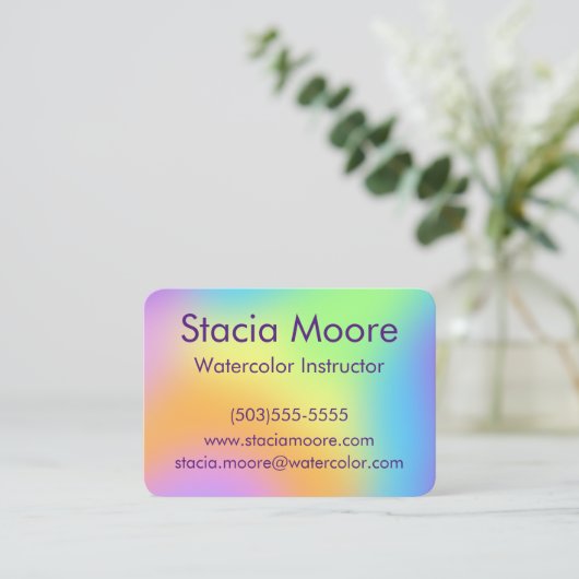 Bright Rainbow Gradientカラフル名刺 名刺 (スタンド正面)