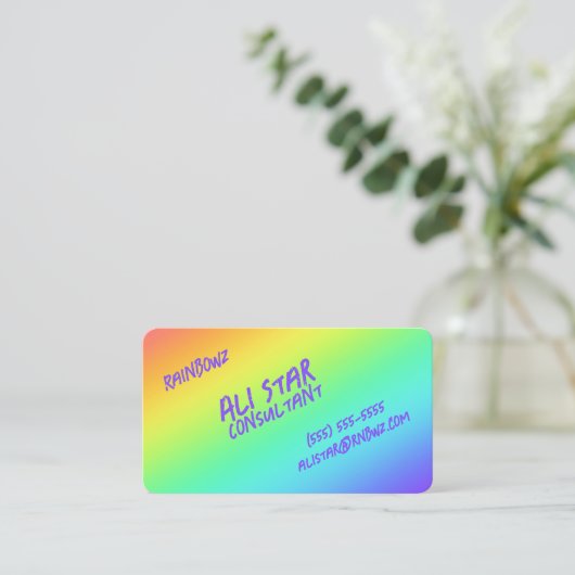 Bright Rainbow Gradientビジネスカジュアルカード 名刺 (スタンド正面)
