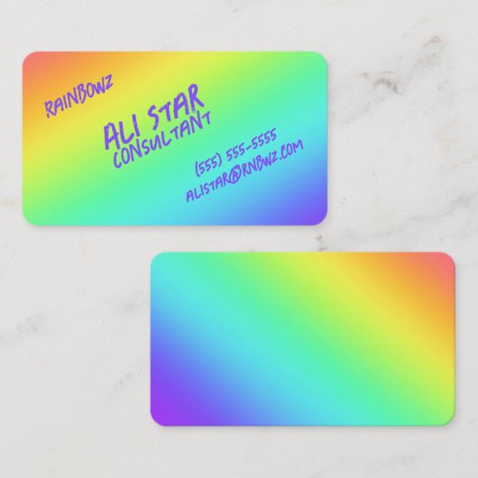 Bright Rainbow Gradientビジネスカジュアルカード 名刺 (正面/裏面)