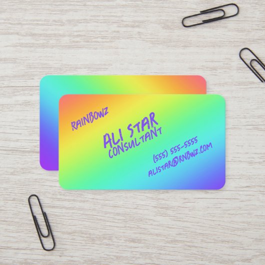 Bright Rainbow Gradientビジネスカジュアルカード 名刺 (正面/裏面インサイチュ)