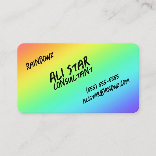 Bright Rainbow Gradientビジネスカジュアルカード 名刺 (正面)
