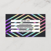 Bright Rainbow Holographicモダン シンプル Info 名刺 (裏面)