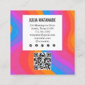 Bright Rainbow MinimalistのストライプQRソーシャルメディア スクエア名刺 (裏面)