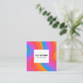 Bright Rainbow MinimalistのストライプQRソーシャルメディア スクエア名刺 (スタンド正面)