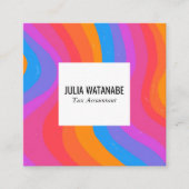 Bright Rainbow MinimalistのストライプQRソーシャルメディア スクエア名刺 (正面)