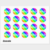 Bright Rainbow Modern Bold Typography カスタム 売り切れ ラウンドシール (シート)