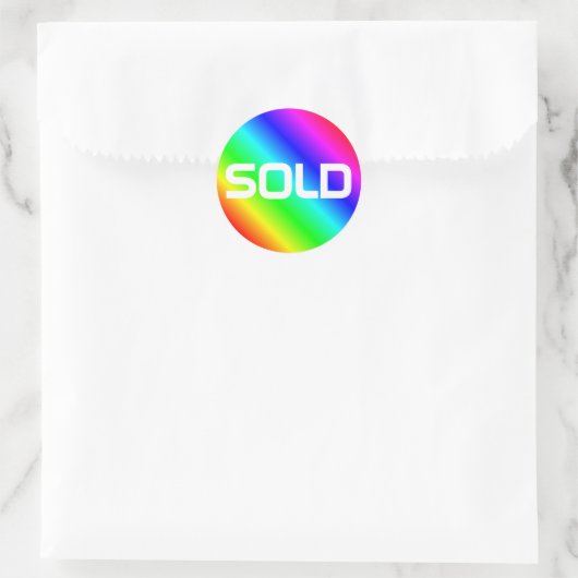 Bright Rainbow Modern Bold Typography カスタム 売り切れ ラウンドシール (バッグ)