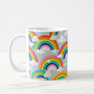 Bright Rainbow Mug with Clouds コーヒーマグカップ