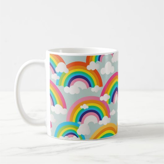 Bright Rainbow Mug with Clouds コーヒーマグカップ (左)
