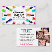 Bright Rainbow Nail Polish Art Tech Salon 4-Photo 名刺 (正面/裏面)