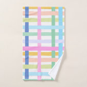 Bright Rainbow Plaid Bath Towel - Colourful Pastel バスタオルセット (ハンドタオル)