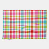 Bright Rainbow Plaid Checkered Pattern キッチンタオル (横)
