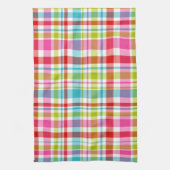 Bright Rainbow Plaid Checkered Pattern キッチンタオル (縦)