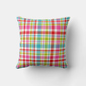 Bright Rainbow Plaid Checkered Pattern クッション (裏面)