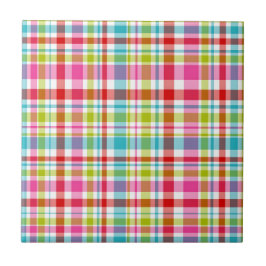 Bright Rainbow Plaid Checkered Pattern タイル