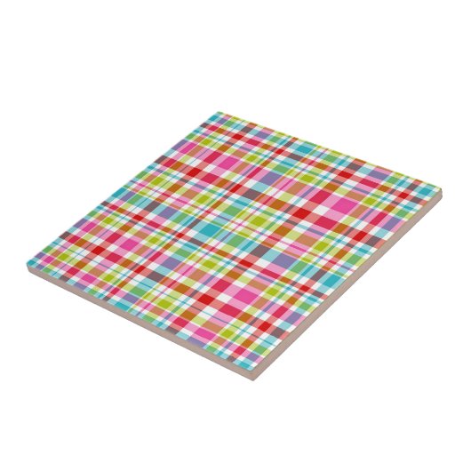 Bright Rainbow Plaid Checkered Pattern タイル (側面)