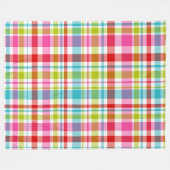 Bright Rainbow Plaid Checkered Pattern フリースブランケット (正面(横))